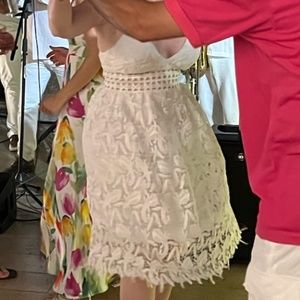 White Lace Mid-Length Cut out Dress